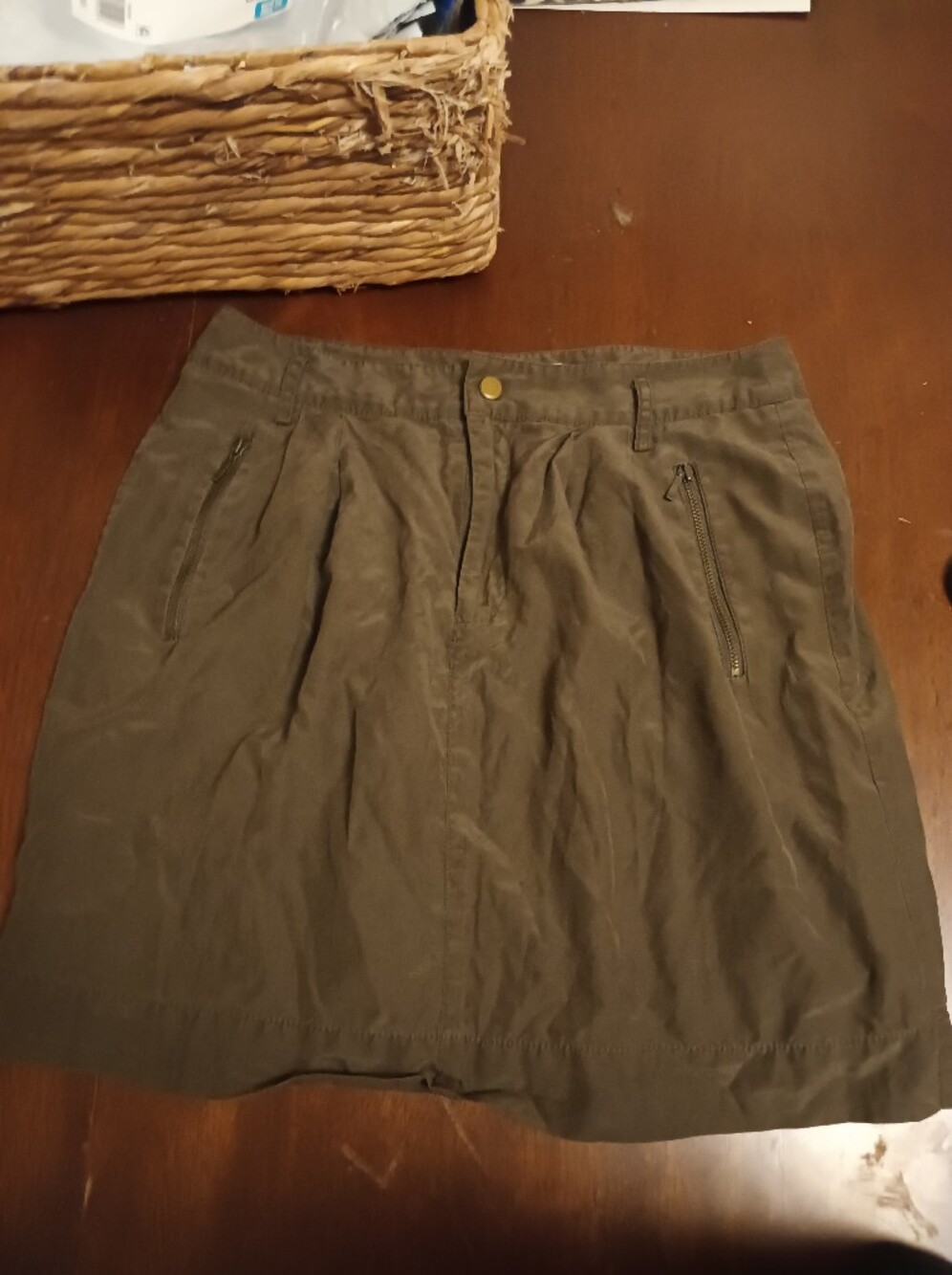 Banana Republic Green Silk and Cotton utility mini Skirt